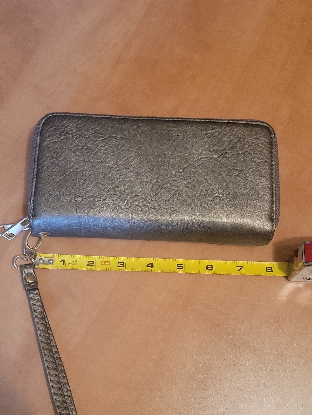 Silver Metallic Zip-Around Wristlet Wallet